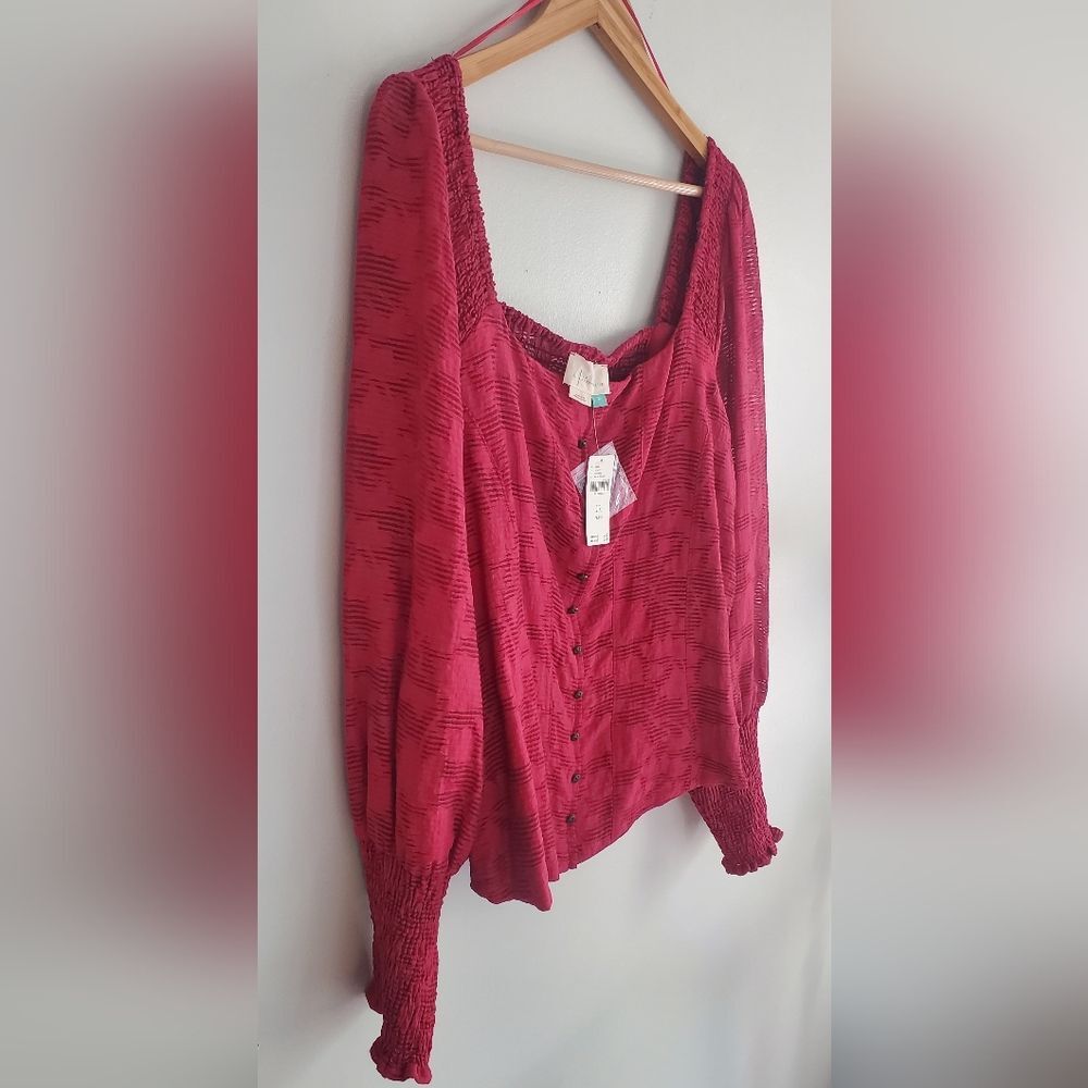 Anthropologie Romantic Puff-Sleeved Blouse Plus Size 2x - Picture 6 of 12